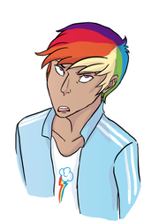 Size: 523x728 | Tagged: safe, artist:theredghost, rainbow dash, human, g4, humanized, rainbow blitz, rule 63, solo