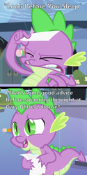 Size: 500x1000 | Tagged: safe, edit, edited screencap, screencap, spike, dragon, equestria games, g4, my little pony: friendship is magic, caption, carnac the magnificent, comic, envelope reading, innuendo, johnny carson, male, meme, pencil, solo