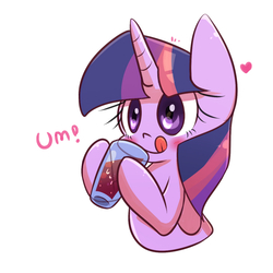 Size: 1200x1200 | Tagged: safe, artist:joycall6, twilight sparkle, alicorn, pony, g4, blushing, cute, drink, female, mare, solo, tongue out, twilight sparkle (alicorn)