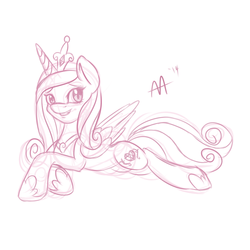 Size: 3000x3000 | Tagged: safe, artist:shelltoon, princess cadance, alicorn, pony, g4, doodle, female, high res, monochrome, prone, solo