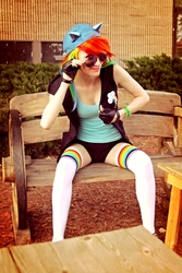 Size: 683x1024 | Tagged: safe, artist:pyrotempertantrum, rainbow dash, human, g4, cosplay, irl, irl human, photo, solo