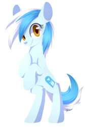 Size: 343x500 | Tagged: safe, artist:sion, oc, oc only, oc:tubey, earth pony, pony, bipedal, female, hoof on chest, looking at you, mare, ponytube, simple background, solo, transparent background, tubey