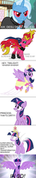 Size: 894x4388 | Tagged: safe, sunset shimmer, trixie, twilight sparkle, alicorn, pony, g4, alicorn amulet, comic, female, mare, sunset satan, twilight sparkle (alicorn), yugioh abridged