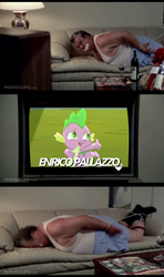 Size: 640x1080 | Tagged: safe, spike, equestria games (episode), g4, cloudsdale anthem, enrico pallazzo, equestria games, the naked gun