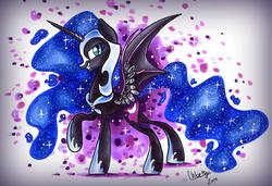 Size: 1967x1346 | Tagged: safe, artist:frostykat13, nightmare moon, g4, female, solo, traditional art