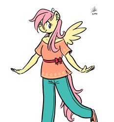 Size: 1280x1371 | Tagged: safe, artist:rwl, fluttershy, anthro, g4, female, solo