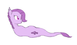 Size: 898x520 | Tagged: safe, artist:carnifex, oc, oc only, oc:lavender, dracony, hybrid, interspecies offspring, looking back, lying down, offspring, older, on side, parent:rarity, parent:spike, parents:sparity, simple background, smiling, solo, white background