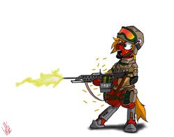 Size: 1822x1432 | Tagged: safe, artist:greyscaleart, big macintosh, earth pony, pony, g4, armor, bipedal, clothes, gun, male, military, solo