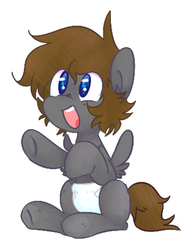 Size: 289x374 | Tagged: safe, artist:socckkks, oc, oc only, oc:zeus, pony, baby, baby pony, cute, diaper, foal, happy, open mouth, sitting, smiling, solo, underhoof