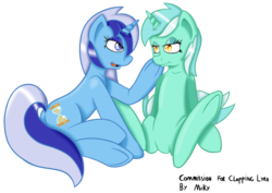 Size: 3663x2587 | Tagged: safe, artist:miikymod, lyra heartstrings, minuette, pony, unicorn, g4, duo, high res, underhoof