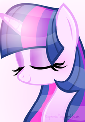 Size: 500x718 | Tagged: safe, artist:vivian reed, twilight sparkle, g4, eyes closed, female, glowing horn, horn, solo