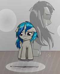 Size: 801x994 | Tagged: safe, artist:dusk-spark, dj pon-3, octavia melody, vinyl scratch, g4, crying, duo, fanfic art, fanfic cover, sad