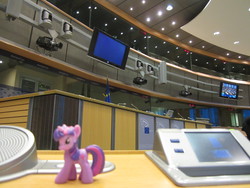 Size: 4000x3000 | Tagged: safe, twilight sparkle, g4, blind bag, european union, explicit source, figure, grimdark source, grotesque source, irl, parliament, photo, toy