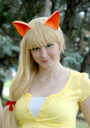 Size: 561x800 | Tagged: safe, artist:whimsical-angel, applejack, human, g4, cosplay, freckles, irl, irl human, photo, solo