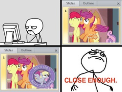 Size: 960x720 | Tagged: safe, apple bloom, derpy hooves, scootaloo, sweetie belle, pegasus, pony, g4, comic, female, mare, meme, rage comic