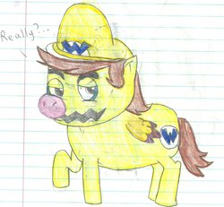 Size: 900x831 | Tagged: safe, artist:wariogirl-64, pegasus, pony, ponified, solo, super mario bros., wario, wario's hat