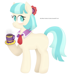 Size: 1350x1436 | Tagged: safe, artist:tomastic-fantastic, coco pommel, earth pony, pony, g4, blank flank, female, mare, mug, simple background, solo, transparent background