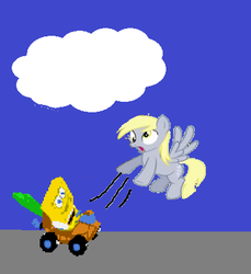 Size: 384x420 | Tagged: safe, artist:angrynoahs, derpy hooves, pegasus, pony, g4, car, female, hater, male, mare, spongebob squarepants, spongebob squarepants (character)