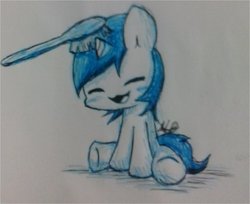 Size: 988x808 | Tagged: safe, artist:arielsbx, dj pon-3, vinyl scratch, g4, brushie, eyes closed, female, solo, traditional art, underhoof