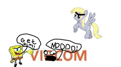Size: 876x488 | Tagged: safe, artist:angrynoahs, edit, derpy hooves, pegasus, pony, g4, 1000 hours in ms paint, bad edit, copy and paste, female, male, mare, ms paint, spongebob squarepants, spongebob squarepants (character), viacom