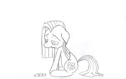 Size: 1024x639 | Tagged: safe, artist:eggrole7, pinkie pie, g4, female, monochrome, pinkamena diane pie, solo, traditional art