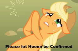 Size: 944x623 | Tagged: safe, applejack, g4, applepray, female, image macro, meme, pokémon, solo, troll