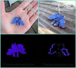 Size: 942x848 | Tagged: safe, artist:tsurera, princess luna, g4, craft, glow in the dark, glowing, irl, pendant, solo