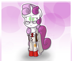 Size: 809x678 | Tagged: safe, artist:trace-101, sweetie belle, g4, crossover, female, glasses, medic, medic (tf2), solo, team fortress 2