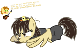 Size: 1977x1252 | Tagged: safe, artist:zacatron94, mandopony, wild fire, pegasus, pony, g4, bed mane, female, mare, morning ponies, pointy ponies, simple background, singing, transparent background