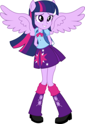 Size: 4453x6500 | Tagged: safe, artist:theshadowstone, twilight sparkle, alicorn, human, hybrid, equestria girls, g4, absurd resolution, adorkable, cute, dork, female, pigeon toed, ponied up, show accurate, simple background, solo, spread wings, transparent background, twiabetes, twilight sparkle (alicorn), vector, wings