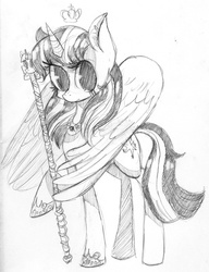 Size: 1024x1330 | Tagged: safe, artist:nelauk, twilight sparkle, alicorn, pony, g4, female, mare, monochrome, solo, traditional art, twilight sparkle (alicorn)