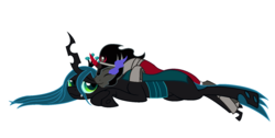 Size: 1662x838 | Tagged: safe, artist:pixelpaintpony, king sombra, queen chrysalis, g4, female, male, ship:chrysombra, shipping, straight, unholy matrimony