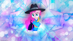 Size: 2560x1440 | Tagged: safe, artist:caliazian, artist:game-beatx14, pinkie pie, g4, testing testing 1-2-3, clothes, female, hat, necklace, rapper pie, shoes, solo, top hat, wallpaper