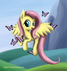 Size: 997x1058 | Tagged: safe, artist:brab777, fluttershy, butterfly, g4, female, solo