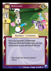 Size: 341x476 | Tagged: safe, enterplay, applejack, discord, fluttershy, pinkie pie, rainbow dash, rarity, twilight sparkle, alicorn, pony, canterlot nights, g4, my little pony collectible card game, ccg, clothes, female, maid, mane six, mare, twilight sparkle (alicorn)