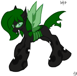 Size: 563x554 | Tagged: safe, artist:trippiehippie, oc, oc only, oc:ankasi, changeling, legends of equestria, green changeling, solo