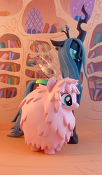 Size: 582x1000 | Tagged: safe, artist:krowzivitch, queen chrysalis, oc, oc:fluffle puff, g4, sculpture