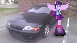 Size: 2000x1125 | Tagged: safe, twilight sparkle, equestria girls, g4, awesome, car, equestria girls in real life, female, nissan, nissan skyline, skyline r32, solo, tuner