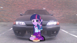 Size: 2000x1125 | Tagged: safe, artist:dm29, twilight sparkle, equestria girls, g4, car, duo, equestria girls in real life, irl, nissan, nissan skyline, photo, ponies in real life, self ponidox, skyline r32