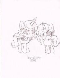 Size: 850x1100 | Tagged: safe, artist:gothymoon, oc, oc only, oc:eaststern, alicorn, pony, alicorn oc, drawing, duo, filly
