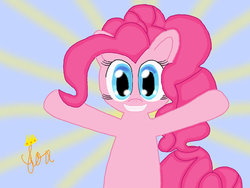 Size: 900x675 | Tagged: safe, artist:foxmarcace, pinkie pie, g4, female, grin, hug, solo