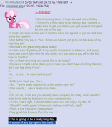 Size: 525x590 | Tagged: safe, cheerilee, g4, /mlp/, 4chan, 4chan screencap, anon in equestria, greentext, rejection, rejection is magic, sad, text