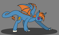 Size: 490x293 | Tagged: safe, artist:jbm-juymo, oc, oc only, oc:von, dracony, hybrid, interspecies offspring, male, offspring, solo