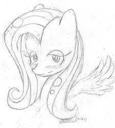 Size: 1713x1902 | Tagged: safe, artist:skitzogamer, fluttershy, g4, female, lineart, monochrome, pixiv, solo