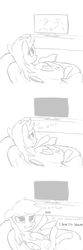 Size: 525x1575 | Tagged: safe, artist:ab, rainbow dash, g4, angry, football, monochrome, threat