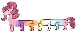 Size: 800x362 | Tagged: safe, artist:sonicdramon, applejack, fluttershy, pinkie pie, rainbow dash, rarity, twilight sparkle, centipede, g4, appleflaritwidashpie, fusion, long pony, mane six, pony centipede