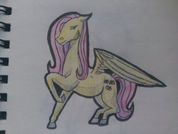 Size: 1024x768 | Tagged: safe, artist:alexisdragonstorm, fluttershy, g4, female, solo, traditional art