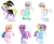 Size: 4608x3816 | Tagged: safe, artist:thecheeseburger, abra-ca-dabra, coconut cream (g3), minty, rainbow dash (g3), star dasher, toola-roola, earth pony, pony, unicorn, g3, g4, cute, cutie mark, g3 to g4, generation leap, horn, open mouth, open smile, simple background, smiling, transparent background, unicorn toola roola, unicorn toola-roola