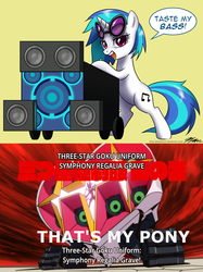 Size: 1193x1597 | Tagged: safe, artist:johnjoseco, dj pon-3, vinyl scratch, g4, bass cannon, kill la kill, meme, nonon jakuzure, that's my pony, that's my x