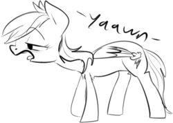 Size: 445x316 | Tagged: safe, artist:dotkwa, rainbow dash, g4, female, grayscale, monochrome, simple background, solo, tired, yawn